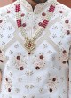 Royal Look Anarkali Style Sherwani In White Color